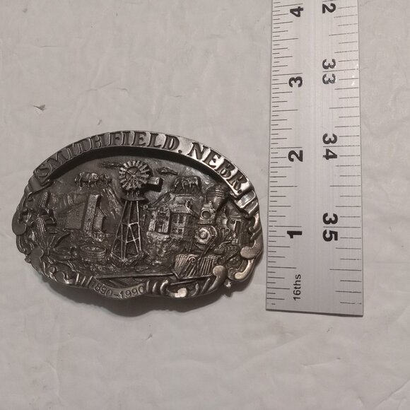 Dart Inc Smithfield Nebraska Centennial VTG Pewter Belt Buckle 1990 - Picture 5 of 5